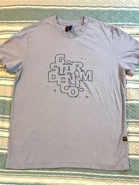 G-Star Raw Denim Co Graphic T-Shirt Light Blue Size Large